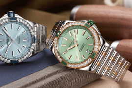 配色靈動、顏值頗高的機械錶百年靈Chonomat的薄荷綠盤腕錶